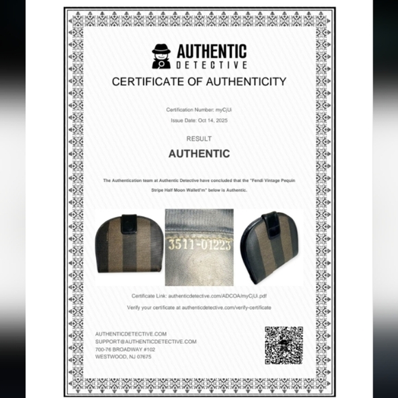 Fendi Vintage Pequin Stripe Half Moon Wallet Brown Black - Picture 16 of 17